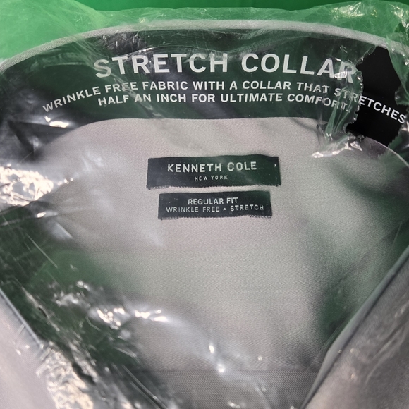 Kenneth Cole Regular Fit Button Down Dress Shirt, Gray - 18 34/35 - NEW - Picture 2 of 4